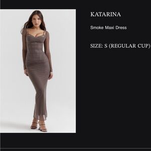 House of CB Katarina Maxi Dress in Smoke Brown